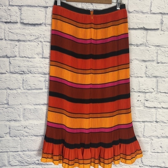 J. Crew orange striped pleated midi skirt 4 NWT - Picture 5 of 8